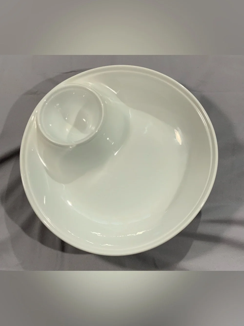 Gibson Home Gracious Dining 12” White Chip & Dip Serving Bowl